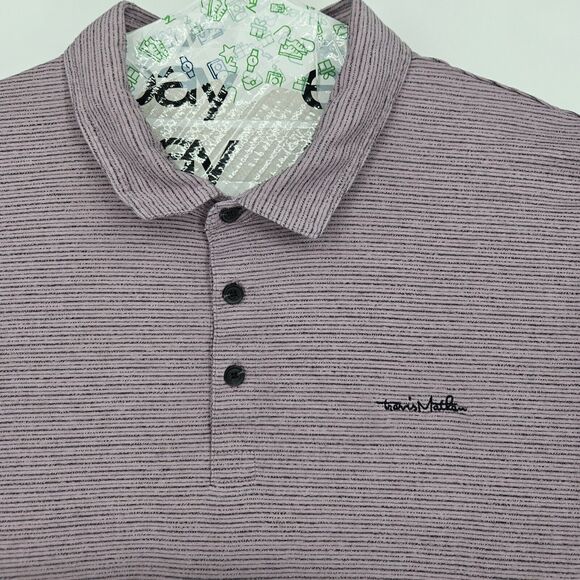 Travis Mathew Polo Shirt Mens XXL Short Sleeve Pink Striped Golf Casual Preppy - Picture 2 of 10